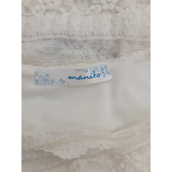 Manito USA Slip Maxi Dress Sz XS/S Ivory Lace Mesh Semi Sheer Whimsycal - Picture 8 of 8